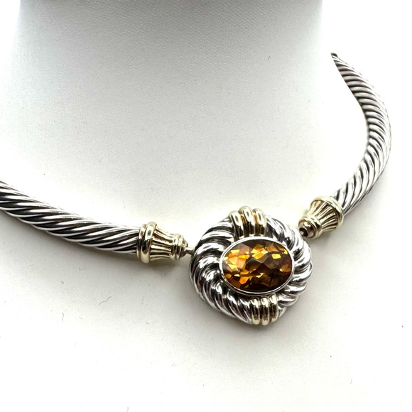 David Yurman Renaissance Choker Necklace With Citrine And Gold - Picture 3 of 6